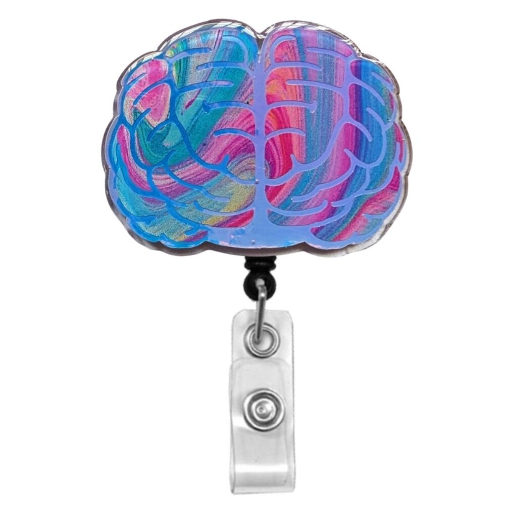 Brain Badge Reel | Handmade ID Holder Nurse Teacher  Student Therapist Gift NWT